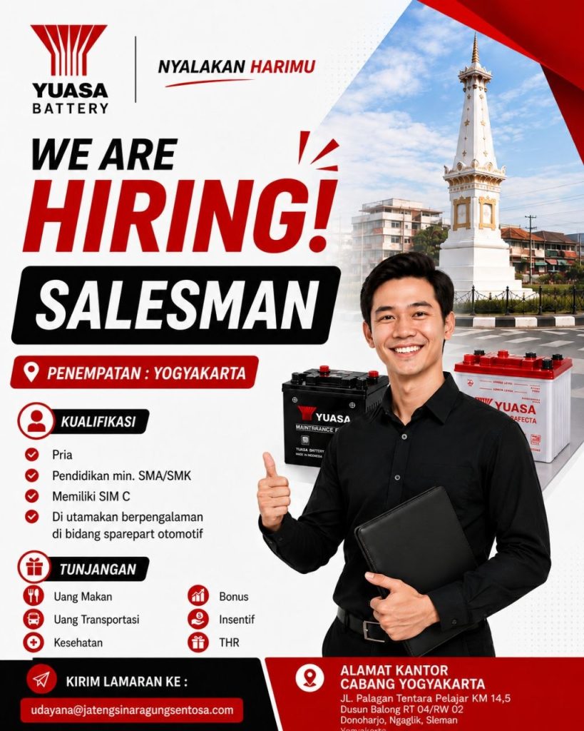 Poster lowongan YUASA BATTERY