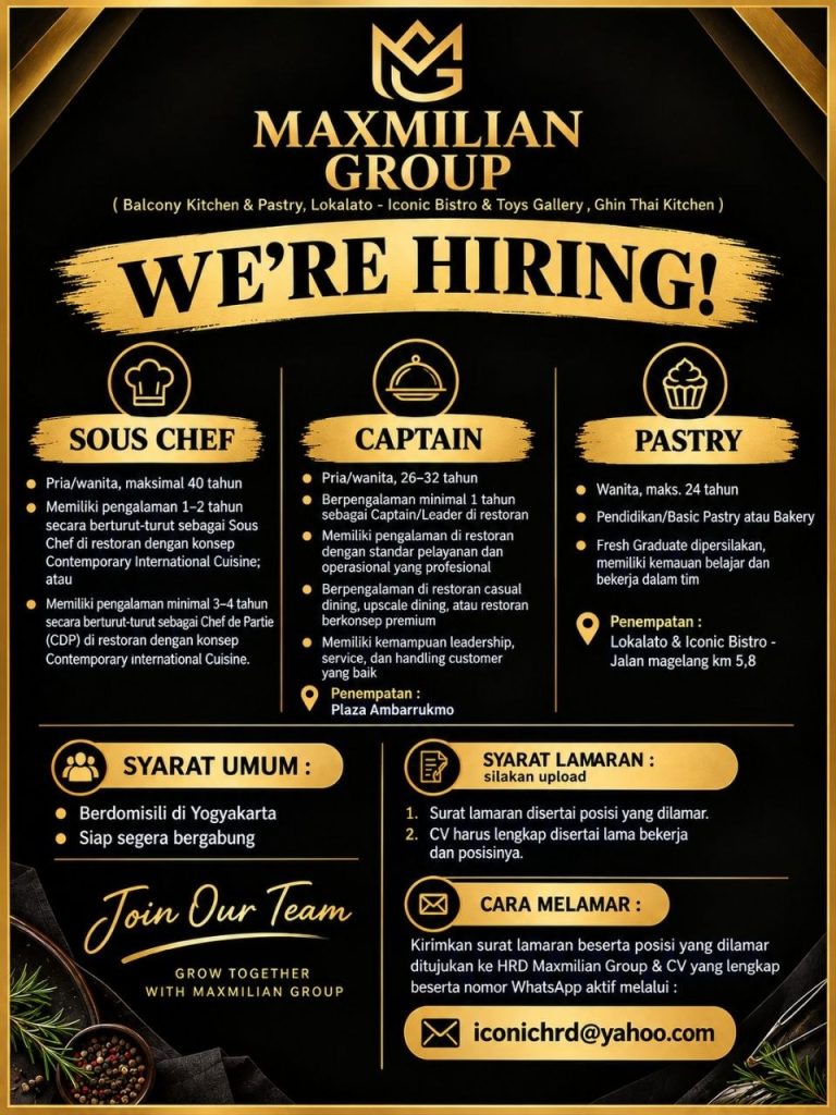 Poster lowongan Maxmilian Group