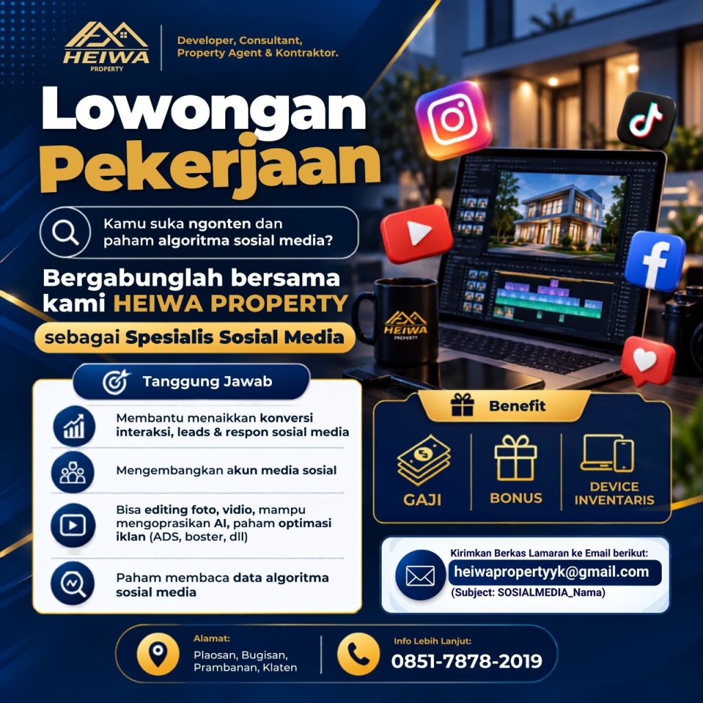 Poster lowongan Heiwa Property