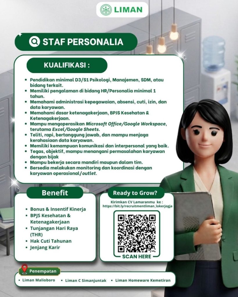 Poster lowongan PT Liman Sukses Ananta