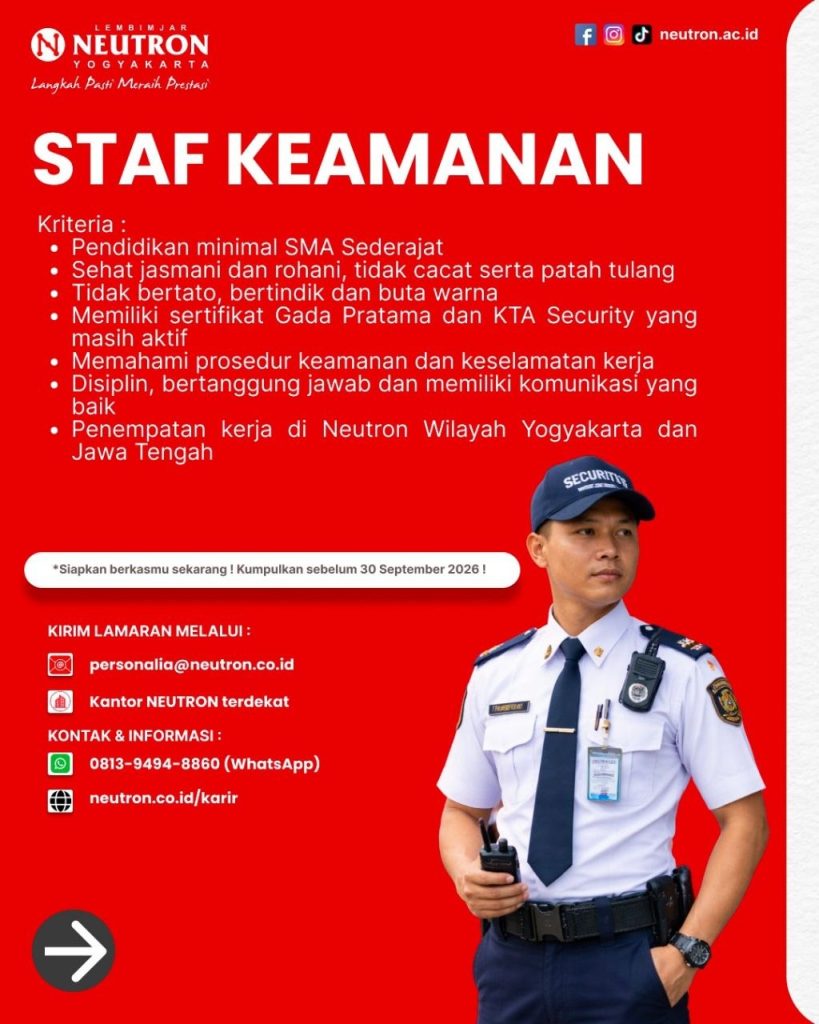 Poster lowongan Lembimjar Neutron Yogyakarta