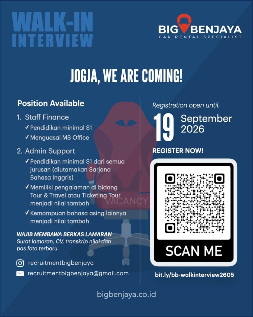 Poster lowongan BIG BENJAYA