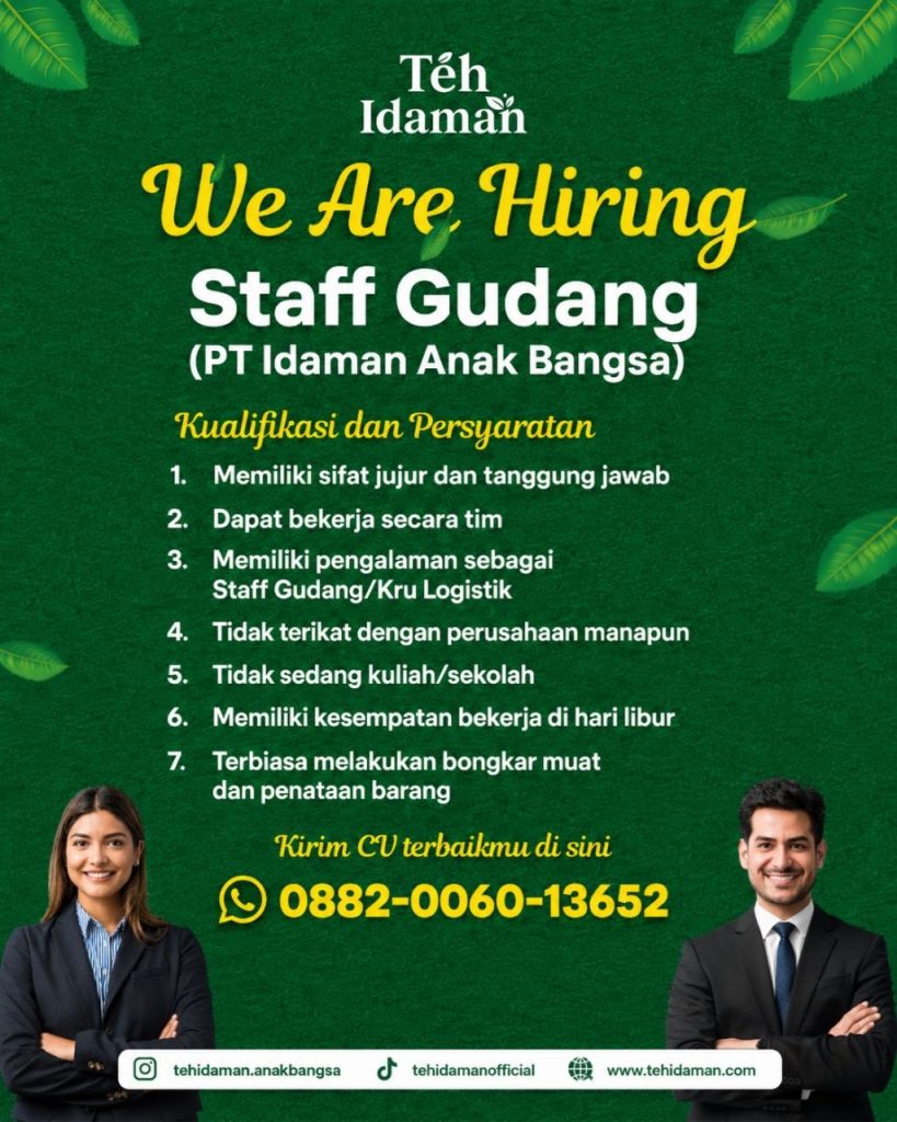 Poster lowongan Teh Idaman