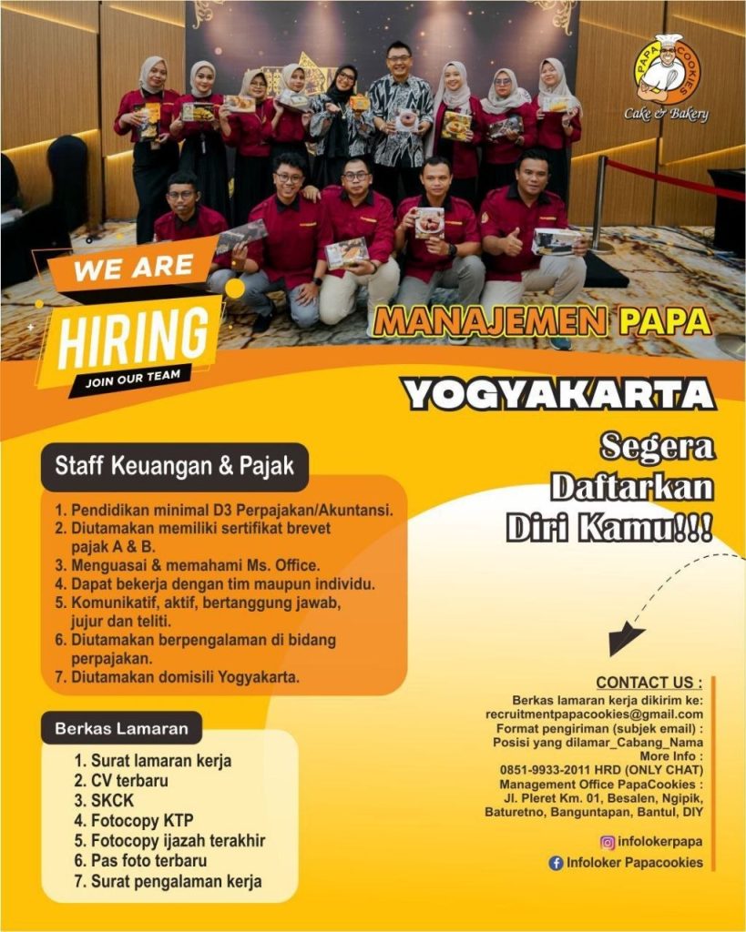 Poster lowongan Papa Cookies
