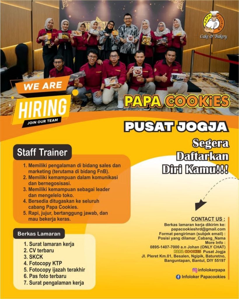 Poster lowongan Papa Cookies