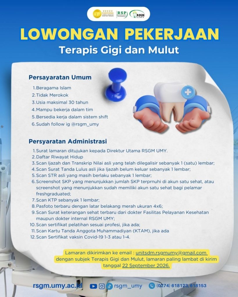 Poster lowongan RSGM UMY