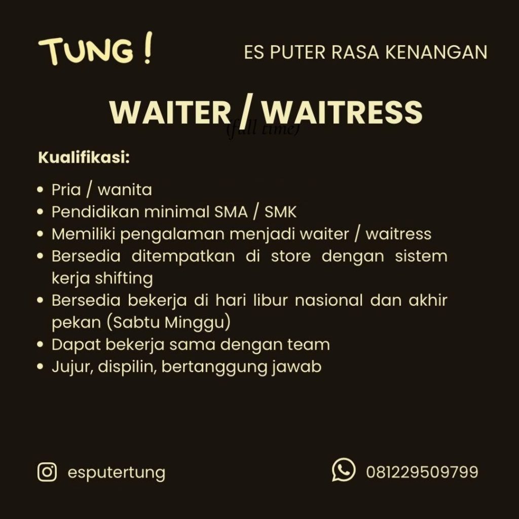 Poster lowongan ES PUTER RASA KENANGAN