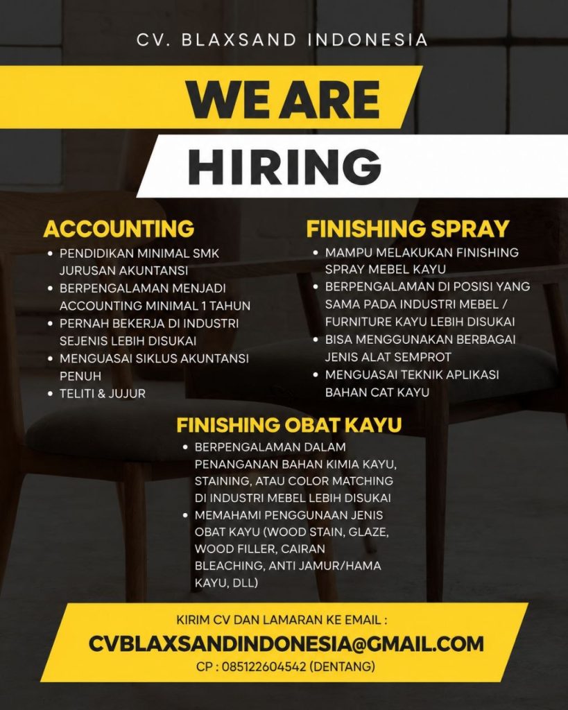 Poster lowongan CV. BLAXSAND INDONESIA