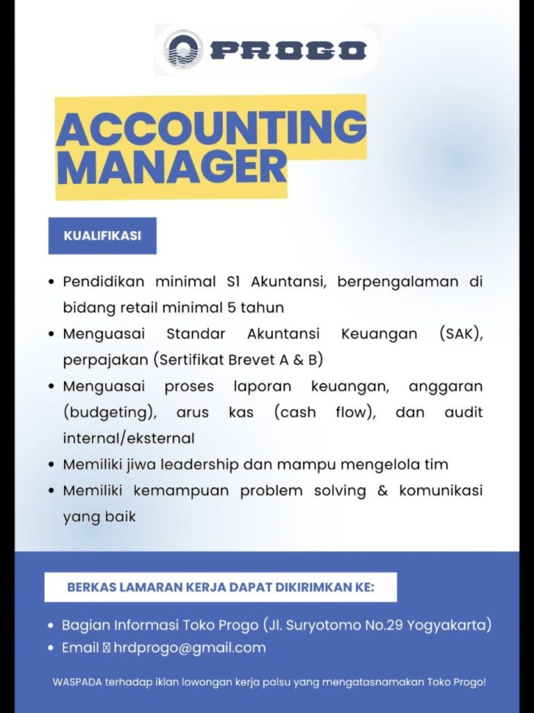Poster lowongan Toko Progo