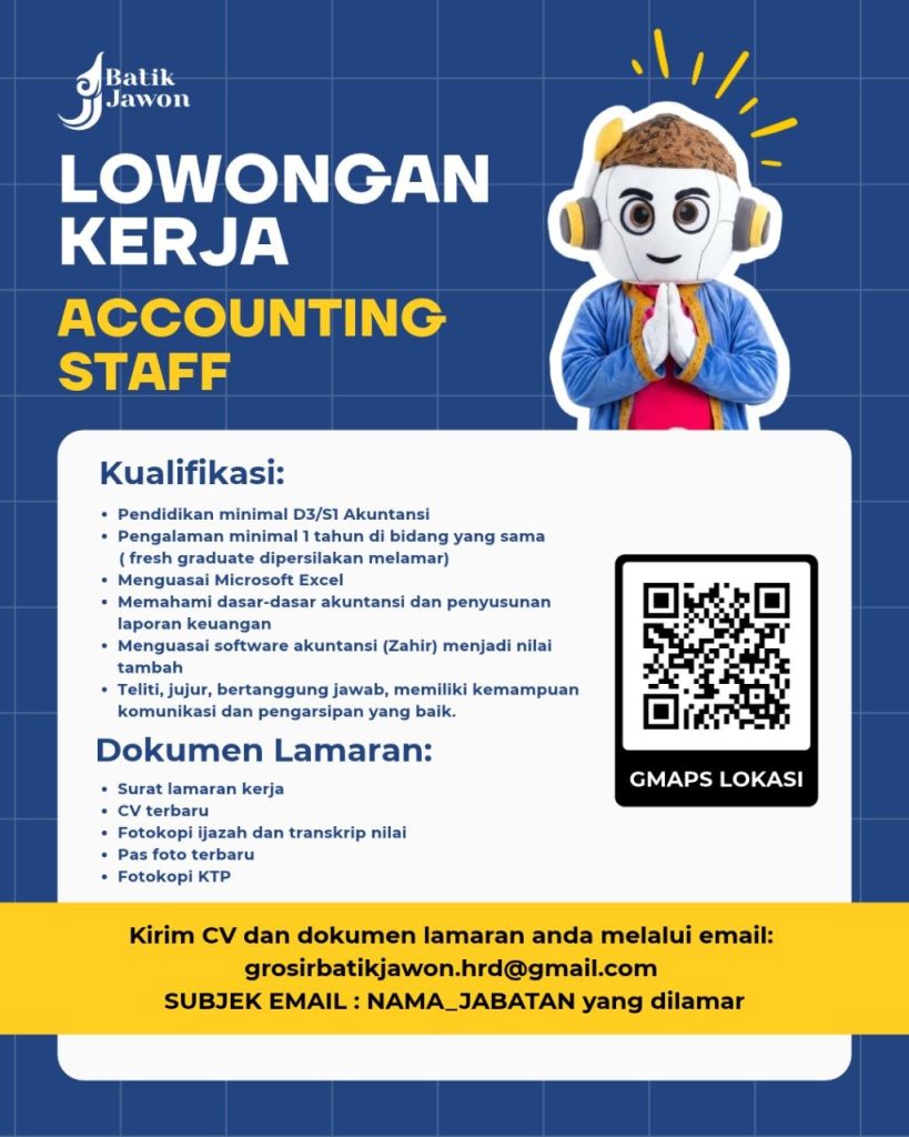 Poster lowongan Batik Jawon