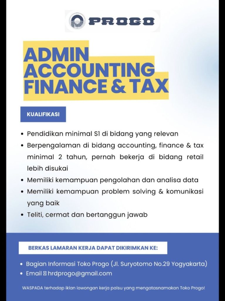 Poster lowongan Toko Progo