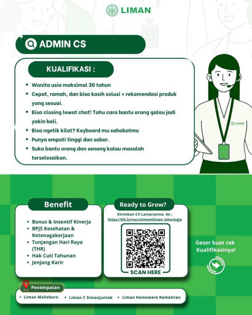 Poster lowongan PT Liman Sukses Ananta