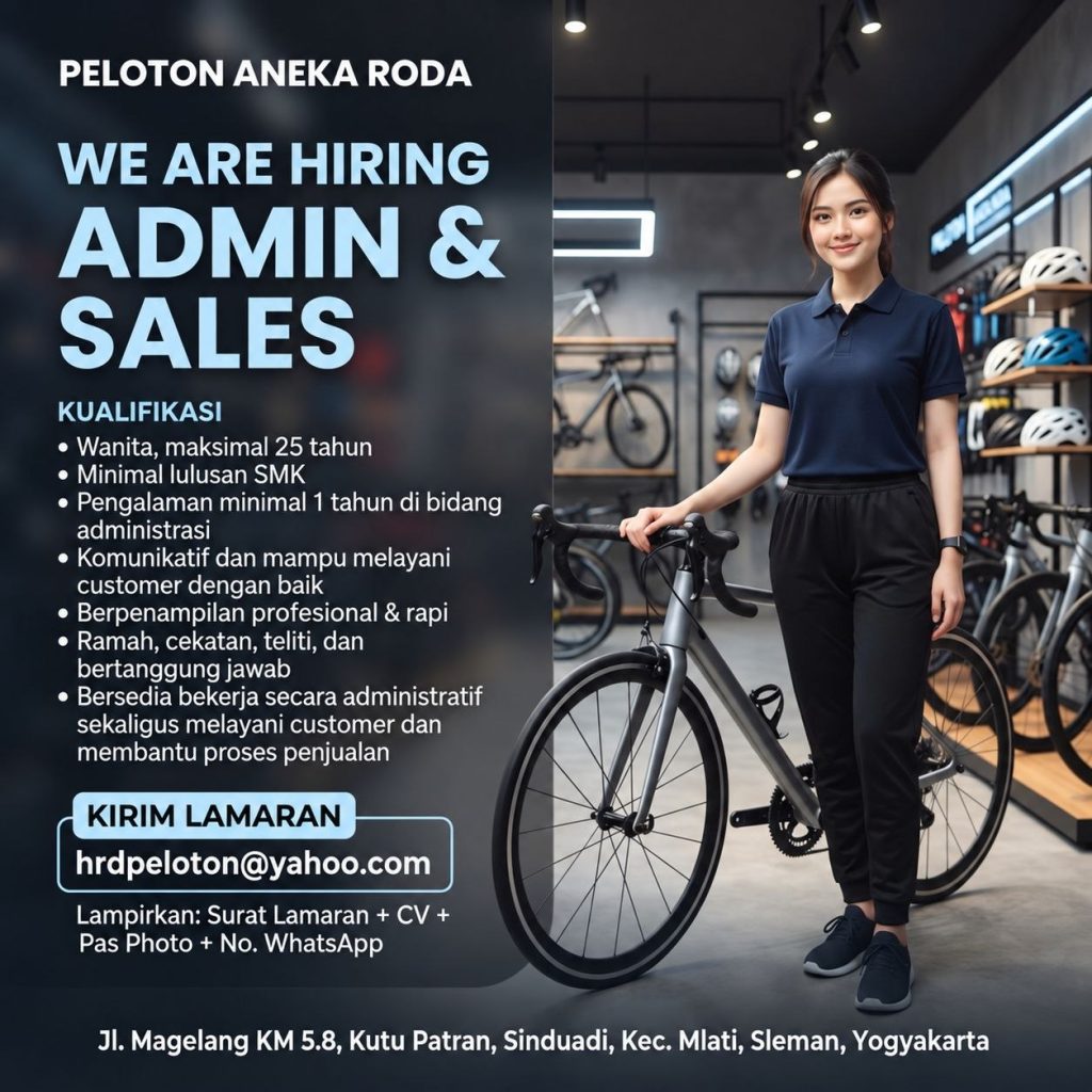 Poster lowongan PELOTON ANEKA RODA