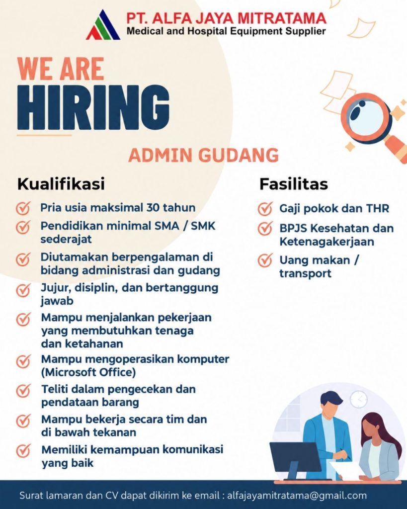 Poster lowongan PT. ALFA JAYA MITRATAMA