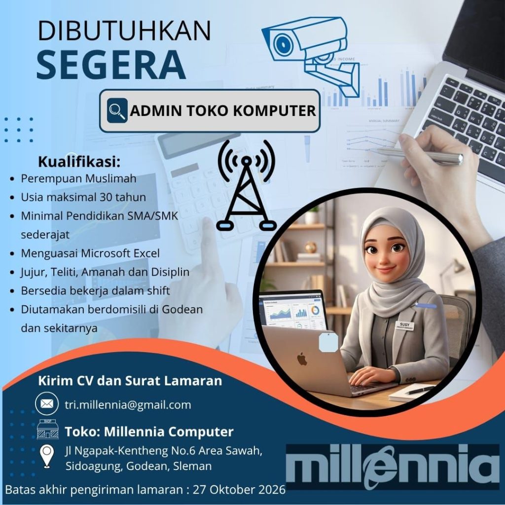 Poster lowongan Millennia Computer