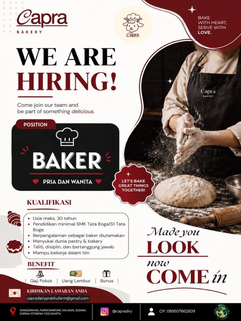 Poster lowongan Capra Bakery