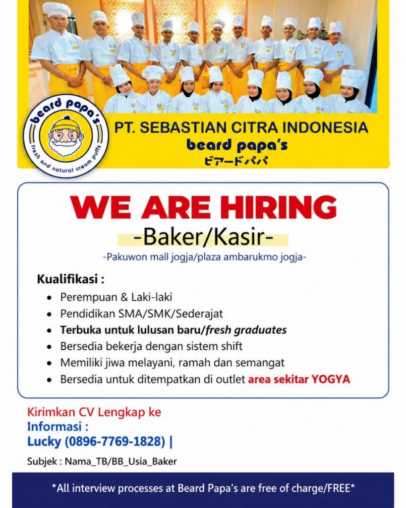 Poster lowongan PT. SEBASTIAN CITRA INDONESIA