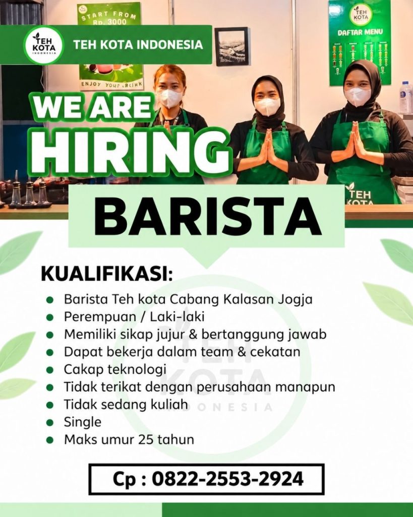 Poster lowongan TEH KOTA INDONESIA
