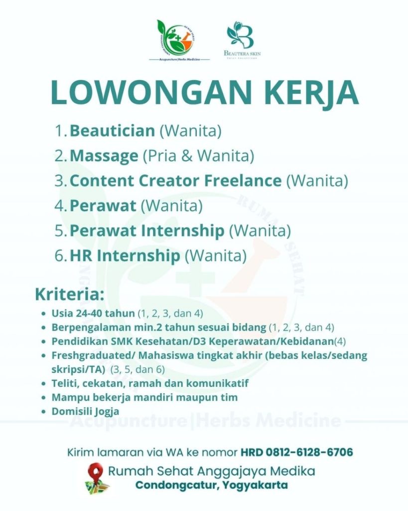 Poster lowongan Rumah Sehat Anggajaya Medika