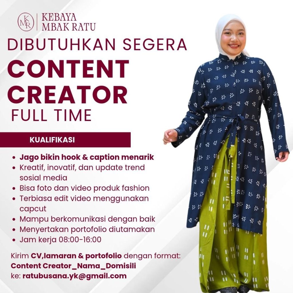 Poster lowongan Kebaya Mbak Ratu