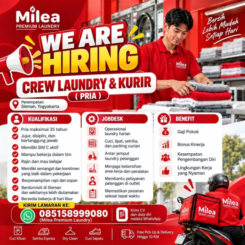 Poster lowongan Milea Premium Laundry