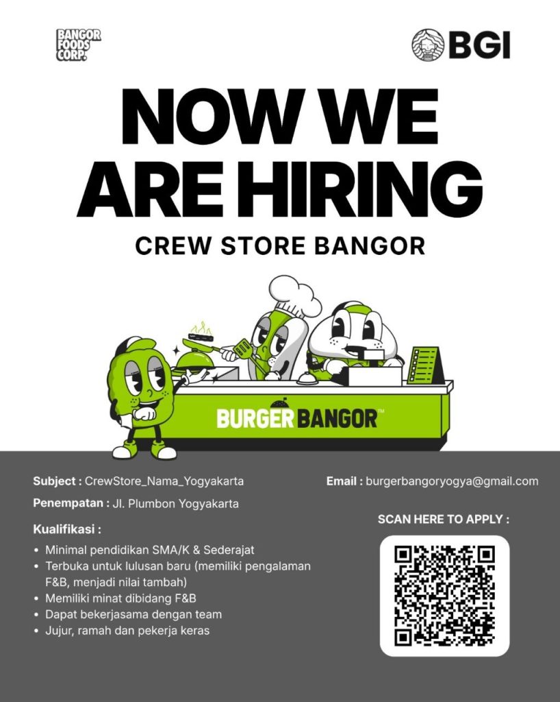 Poster lowongan Burger Bangor