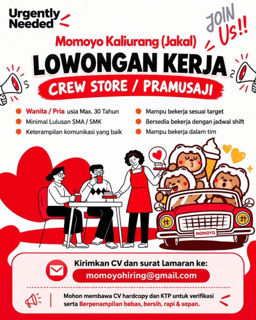 Poster lowongan Momoyo Kaliurang (Jakal)