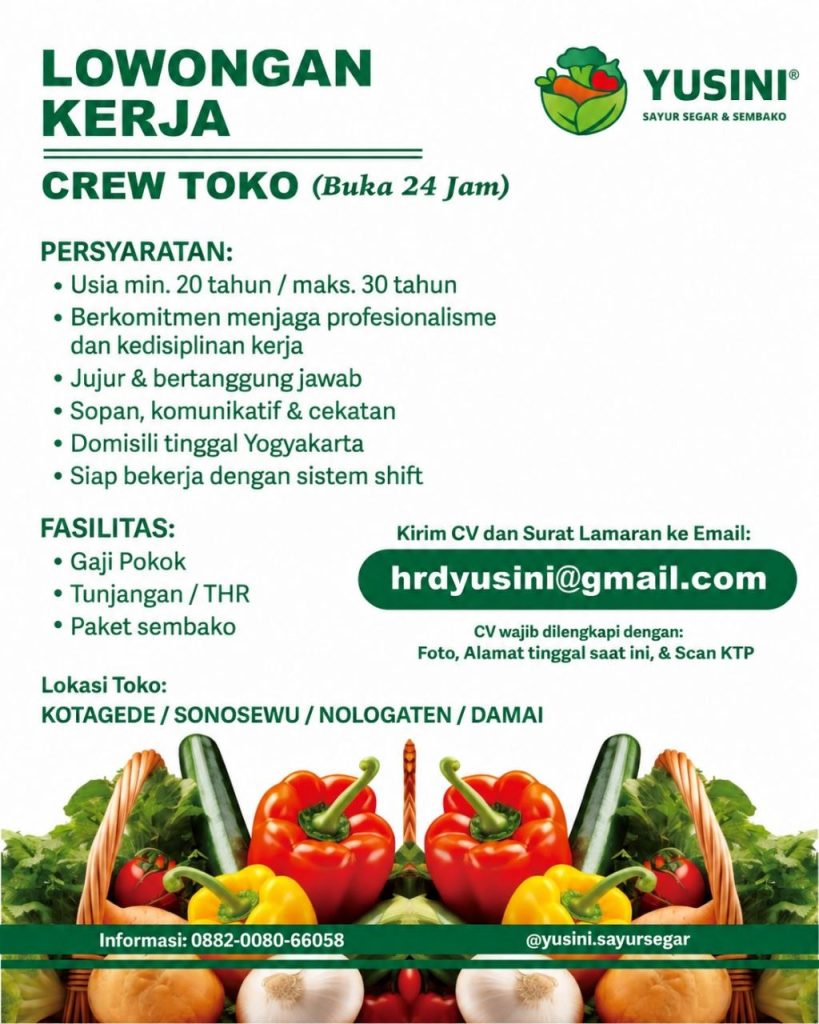Poster lowongan YUSINI