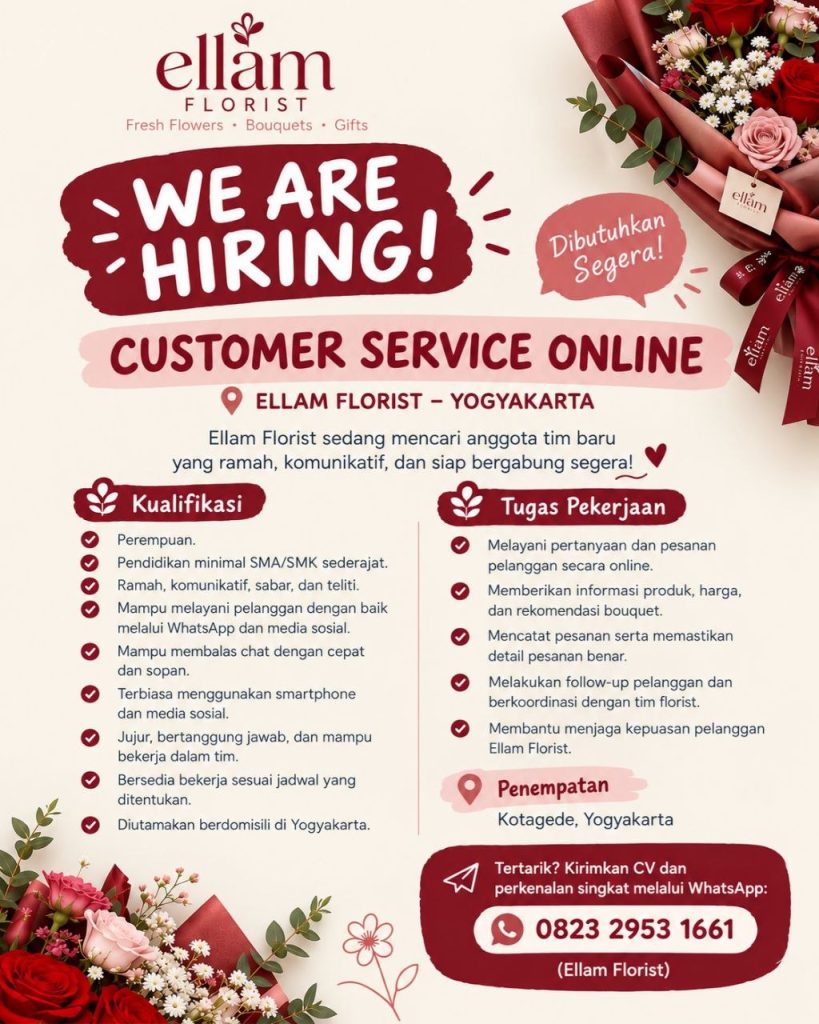 Poster lowongan Ellam Florist