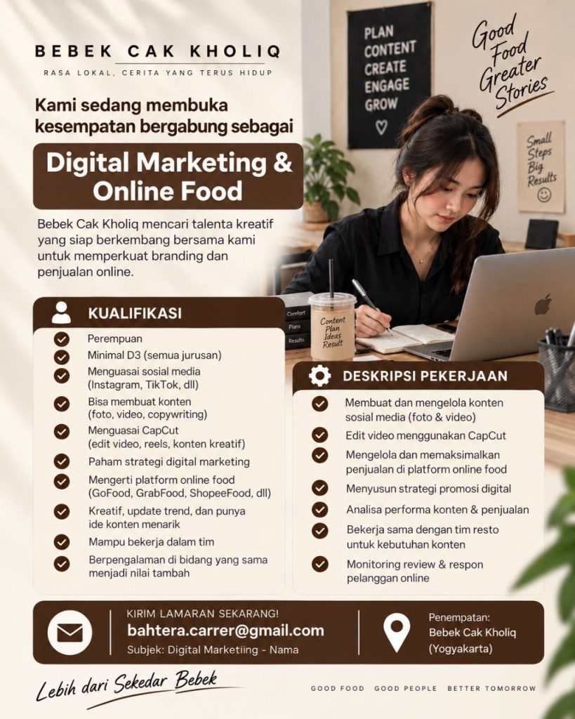 Poster lowongan Bebek Cak Kholiq