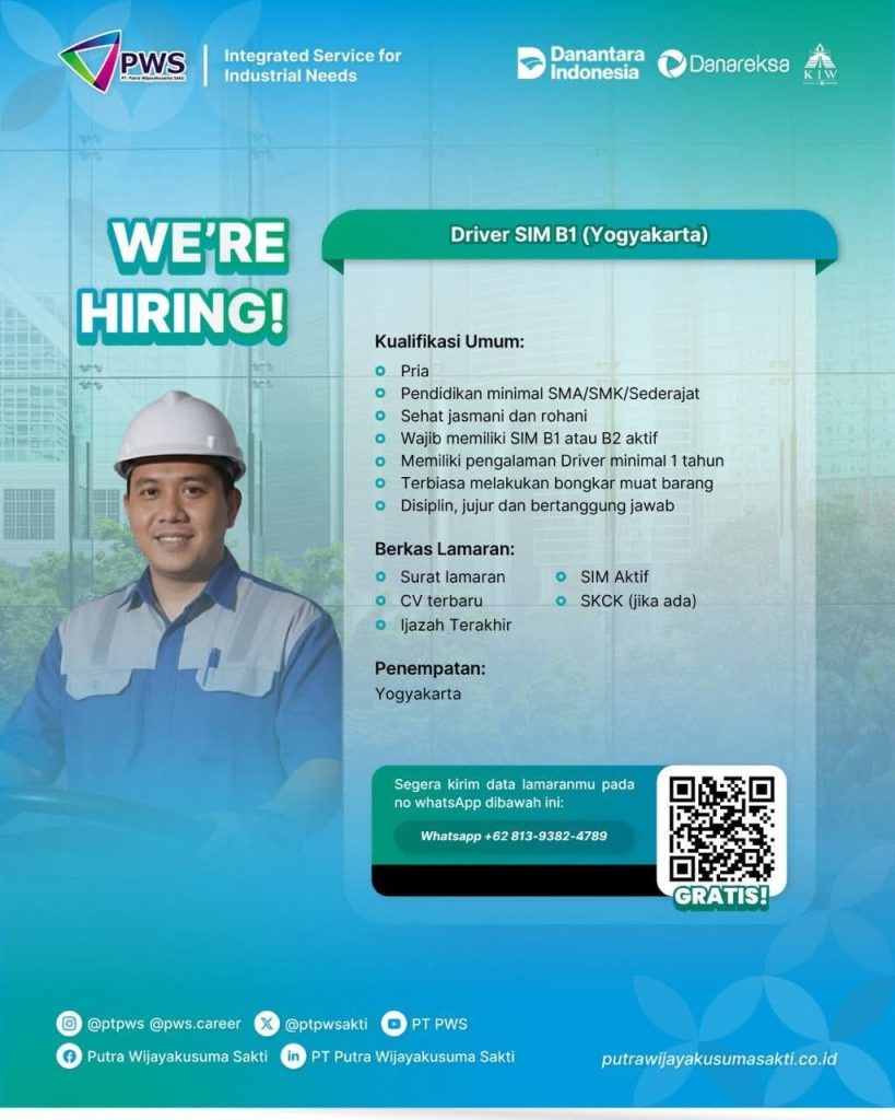 Poster lowongan PT. Putra Wijayakusuma Sakti