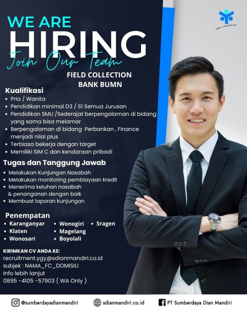 Poster lowongan PT Sumberdaya Dian Mandiri