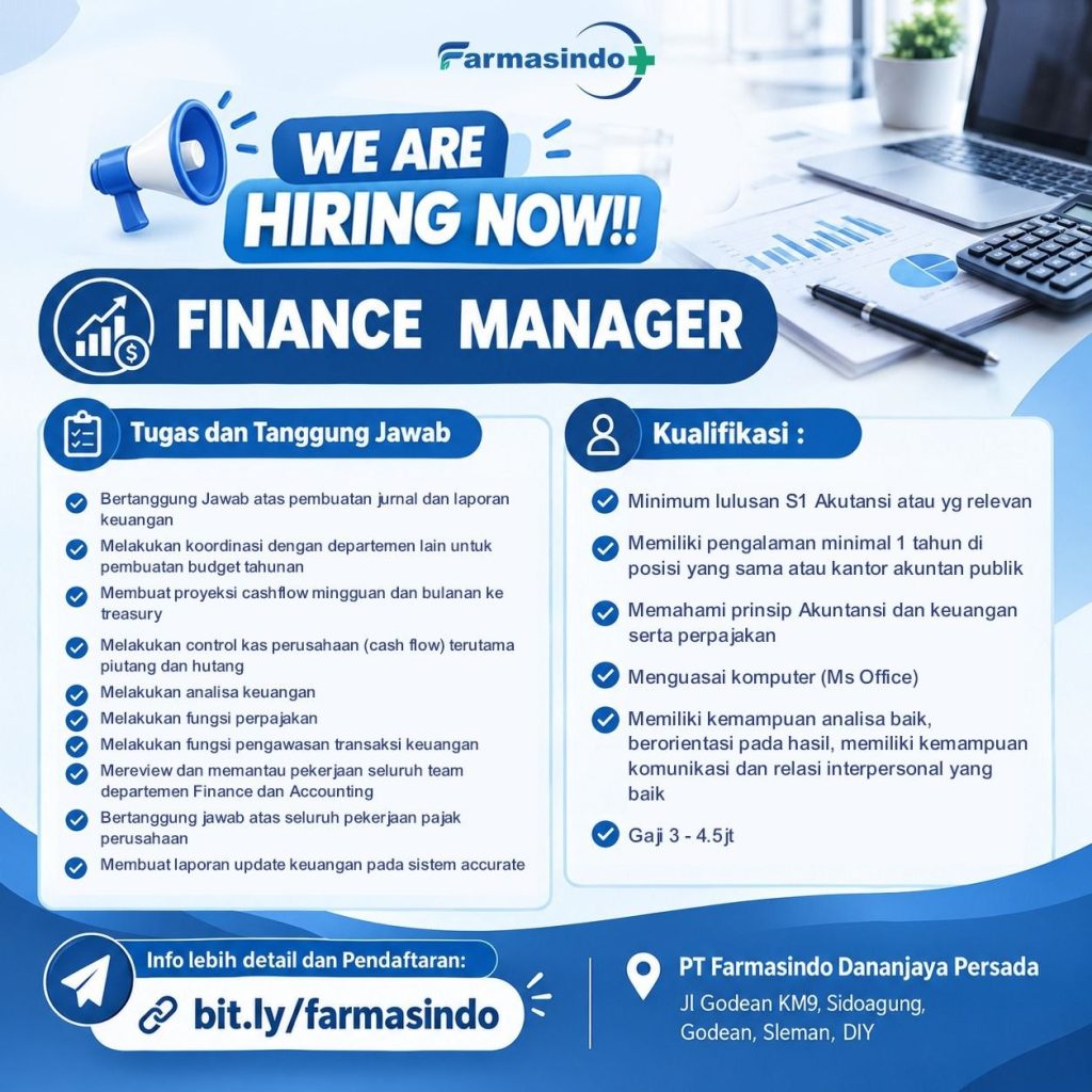 Poster lowongan PT Farmasindo Dananjaya Persada