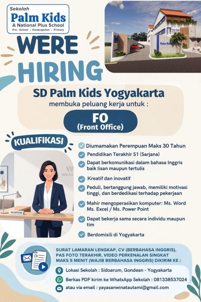 Poster lowongan Sekolah Palm Kids