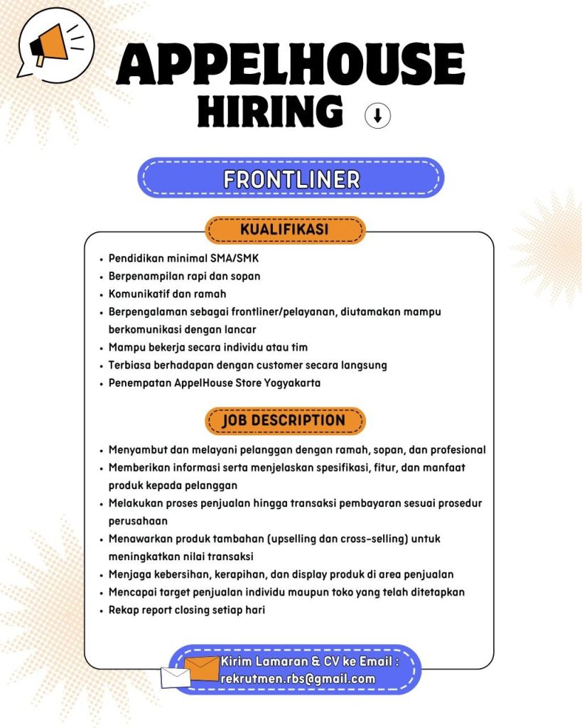 Poster lowongan AppelHouse