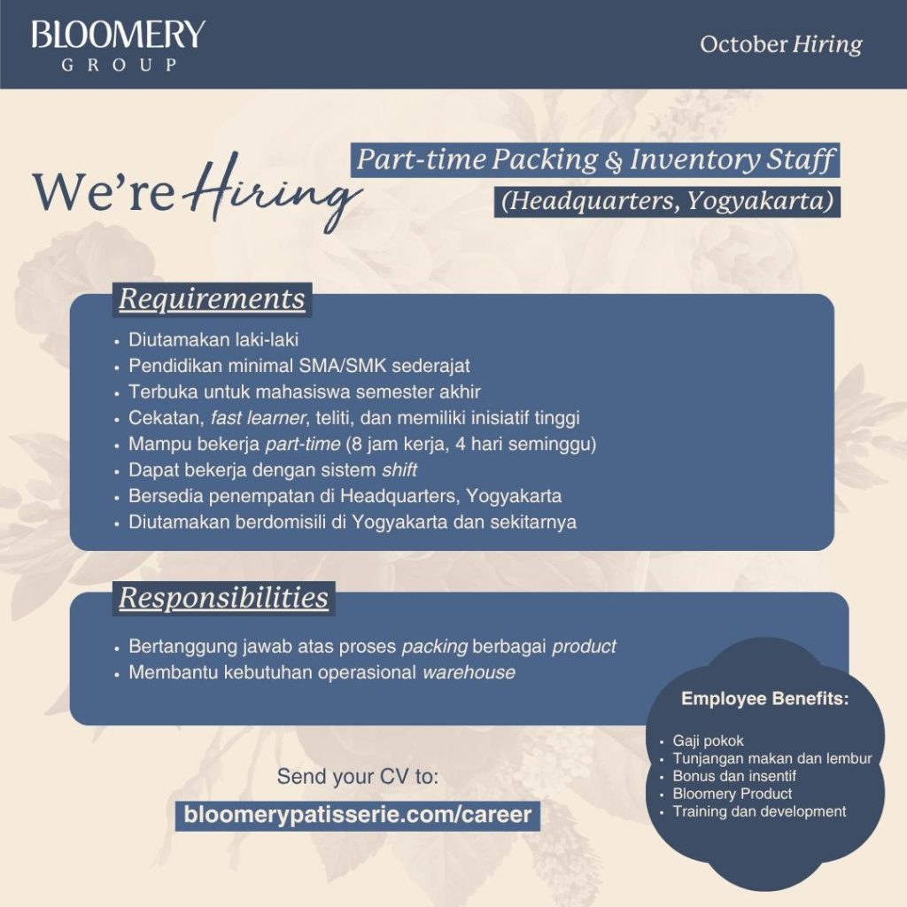 Poster lowongan Bloomery Group