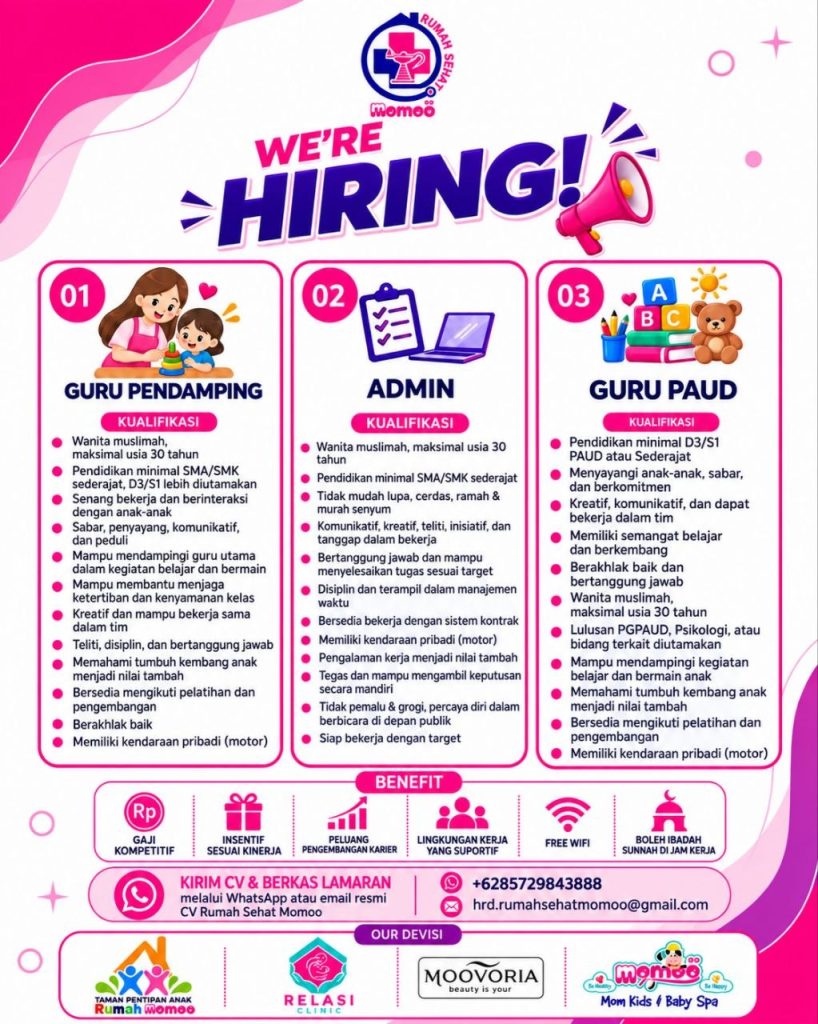 Poster lowongan Rumah Sehat Momoo