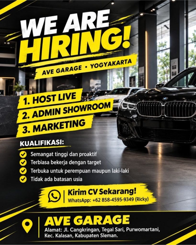 Poster lowongan AVE GARAGE