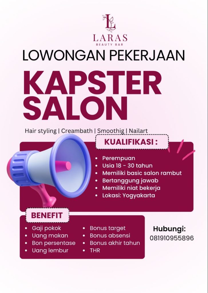 Poster lowongan Laras Beauty Bar