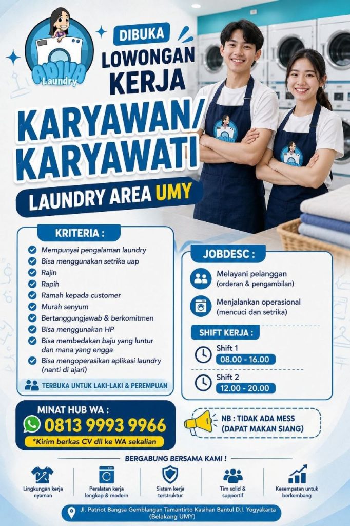 Poster lowongan Adika Laundry