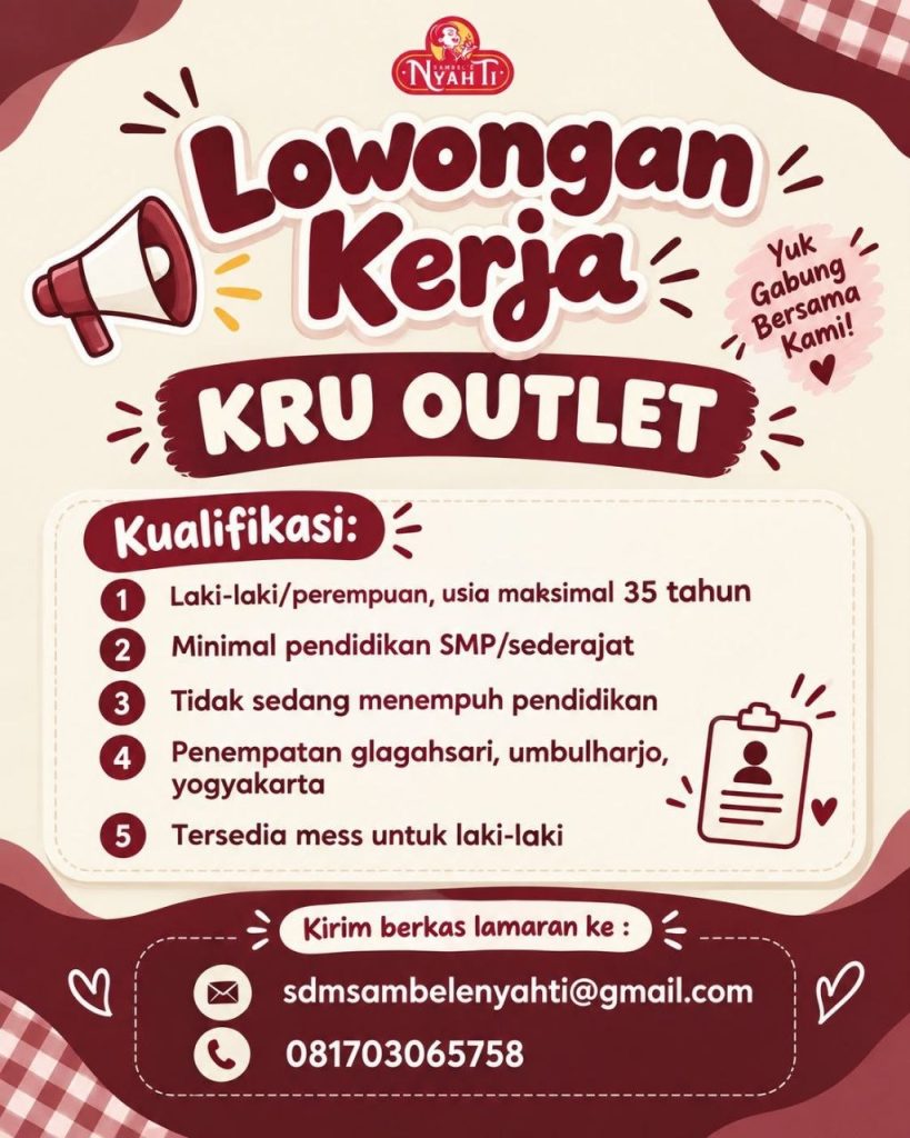 Poster lowongan Sambel Nyah Ti