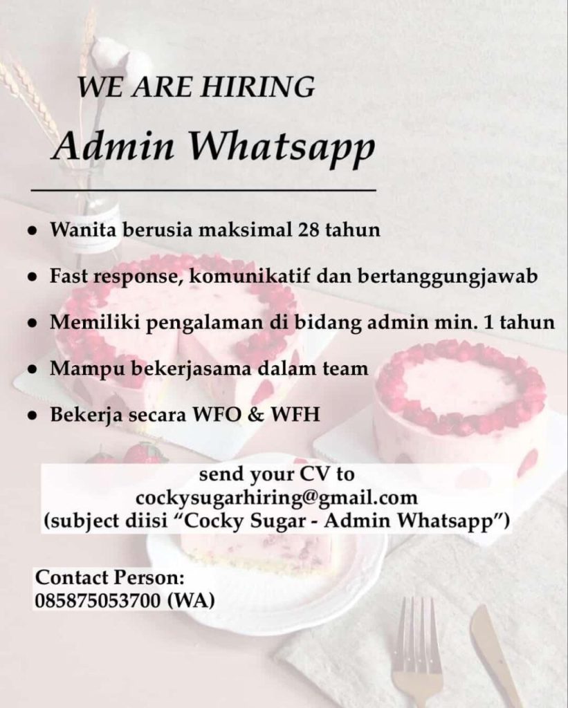 Poster lowongan Cocky Sugar