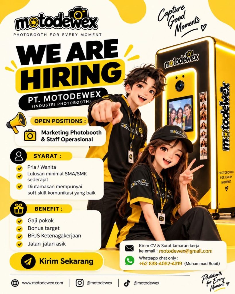 Poster lowongan PT. MOTODEWEX
