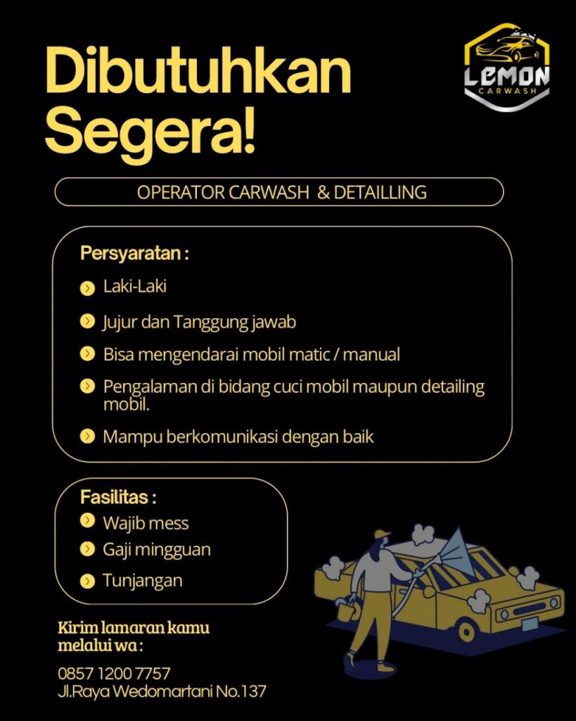 Poster lowongan Lemon Carwash