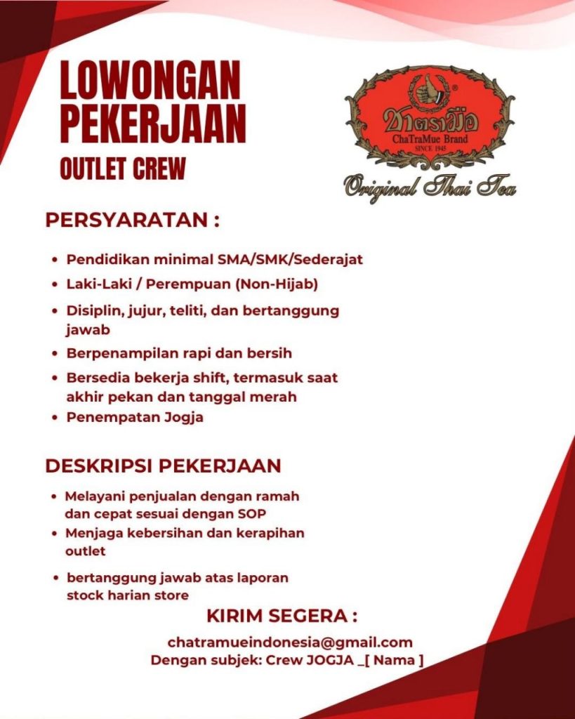 Poster lowongan ChaTraMue Brand