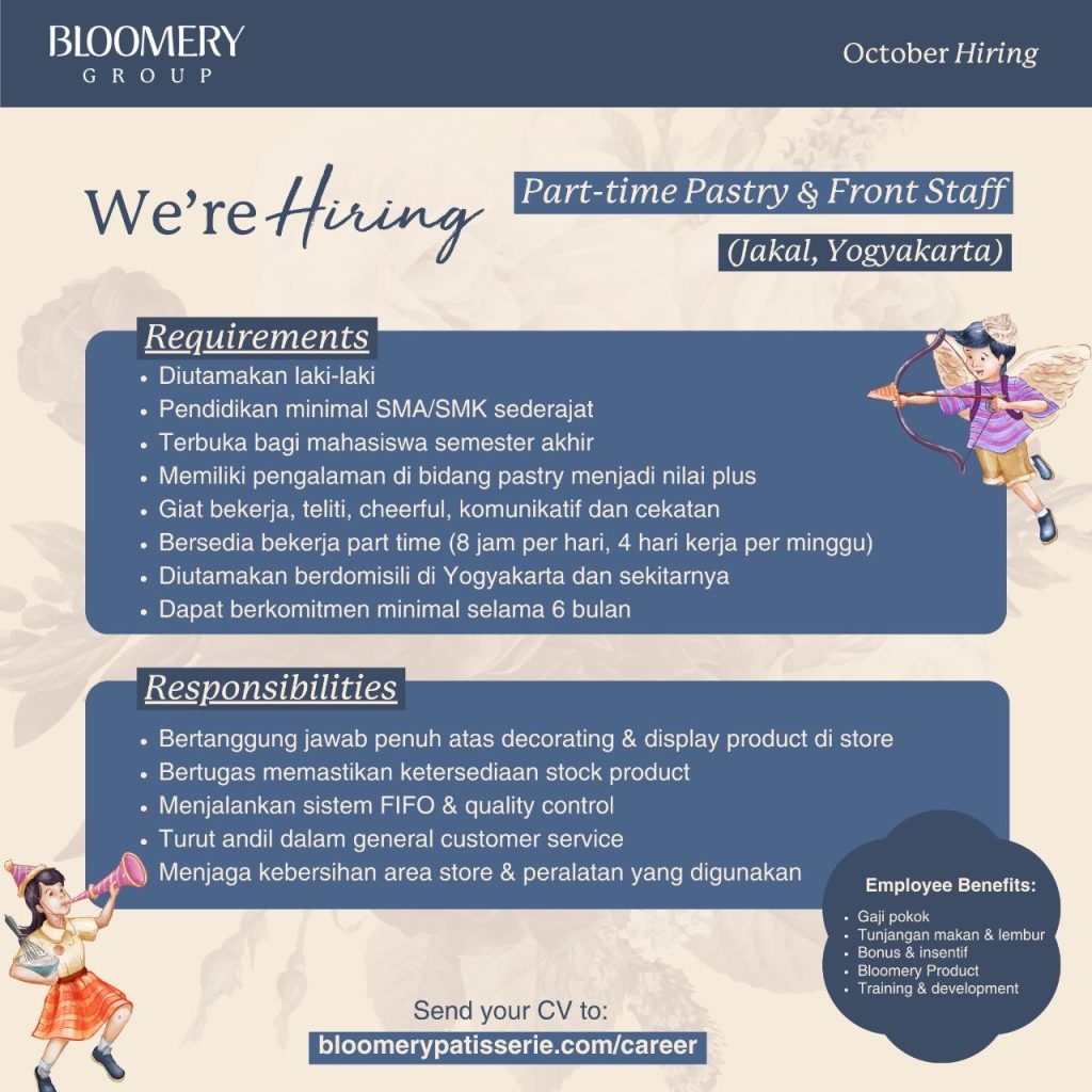 Poster lowongan Bloomery Atelier / Bloomery Group / Eggish