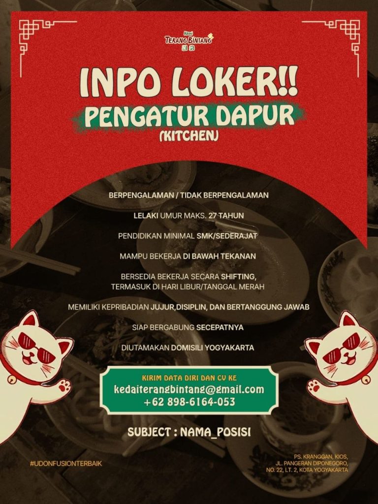 Poster lowongan Kedai Terang Bintang