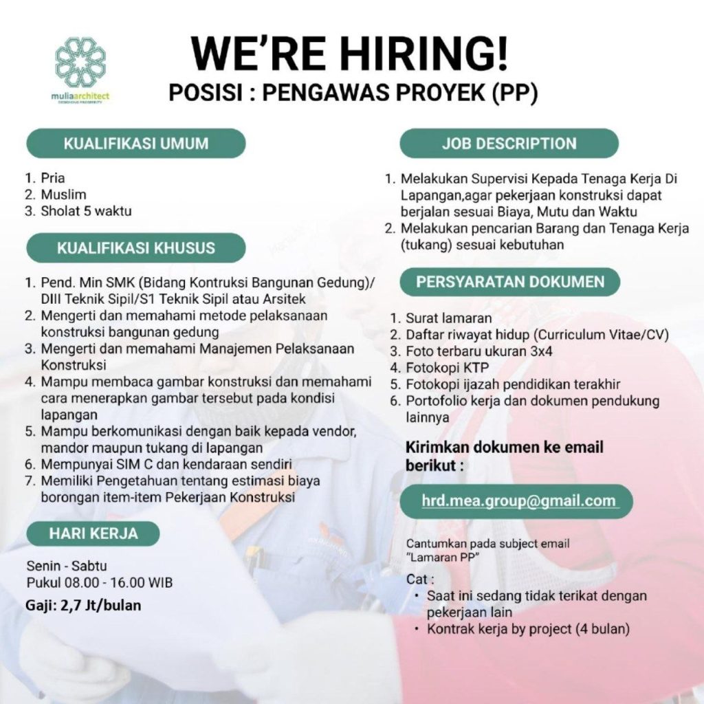 Poster lowongan muliaarchitect