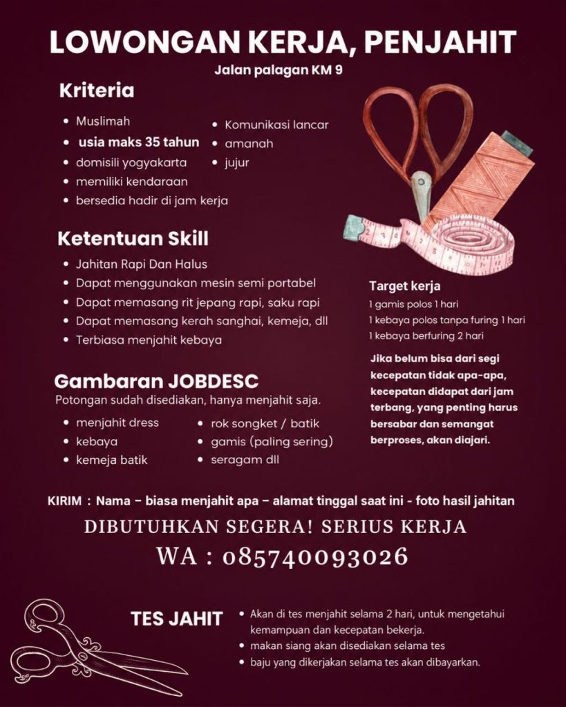 Poster lowongan LOKER JOGJA