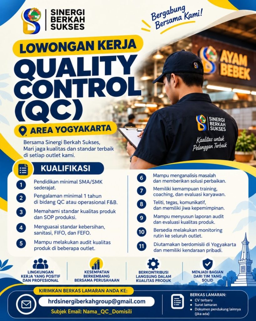 Poster lowongan Sinergi Berkah Sukses